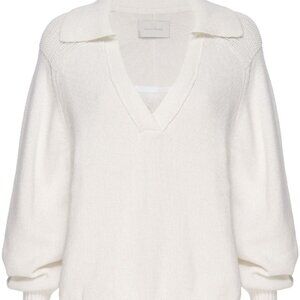 Brochu Walker The Rainer Looker Sweater Collar Knit Layered White Size XS Preppy